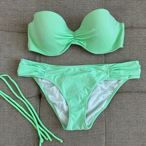 Victoria's Secret Green Bikini Set Molded Cup Underwire